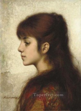 Retrato de niña de contemplación Alexei Harlamov Pinturas al óleo
